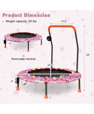 36 Inch Mini Trampoline with Colorful LED Lights and Bluetooth Speaker