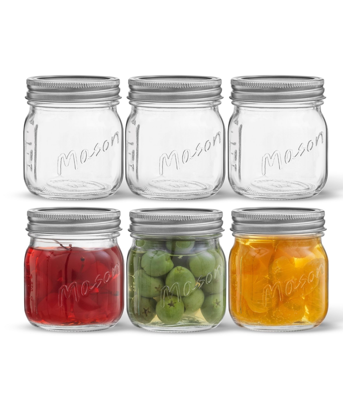 JOYJOLT REGULAR SET OF 6 MASON JARS WITH AIRTIGHT LID 