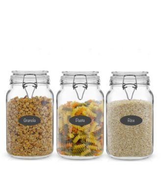Airtight Set of 3 Glass Jars Storage Canister