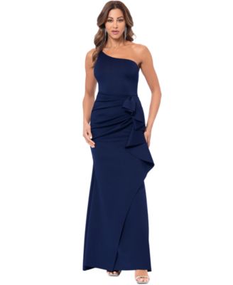 Women's One-Shoulder Scuba Sheath Gown