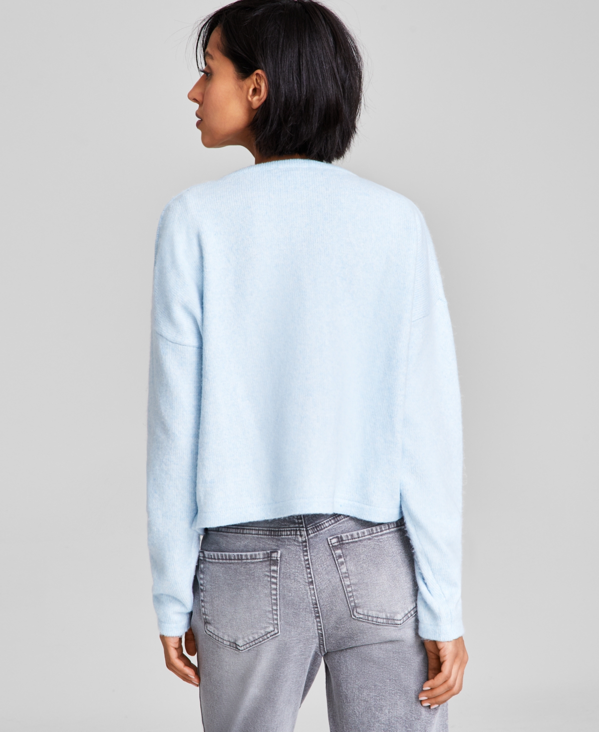 And Now This Women's Button-down Dropped-shoulder Basic Cardigan Sweater In Rain Song Heather