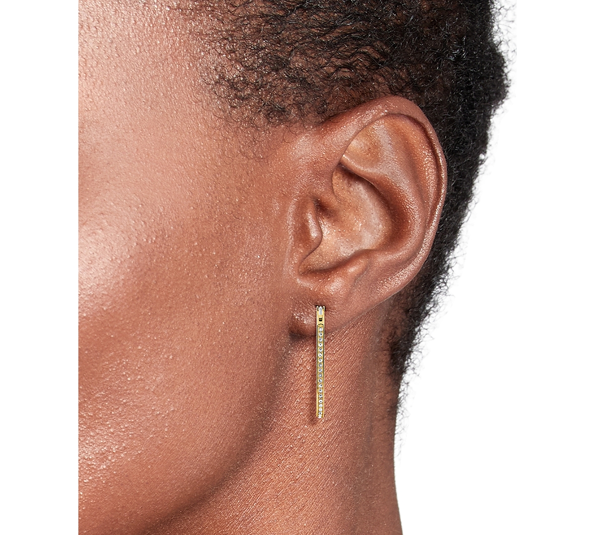 Tommy HilfigerTone Crystal Pave Small Oval Square Edge Hoop Earrings - Gold