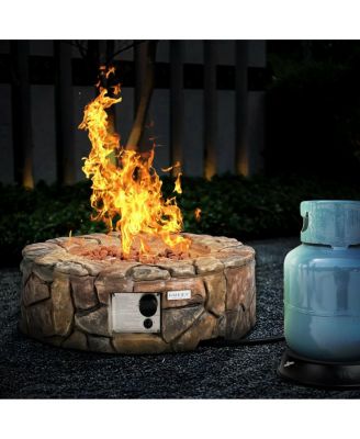 28 Inch Propane Gas Fire Pit Outdoor 40 000 BTU Stone