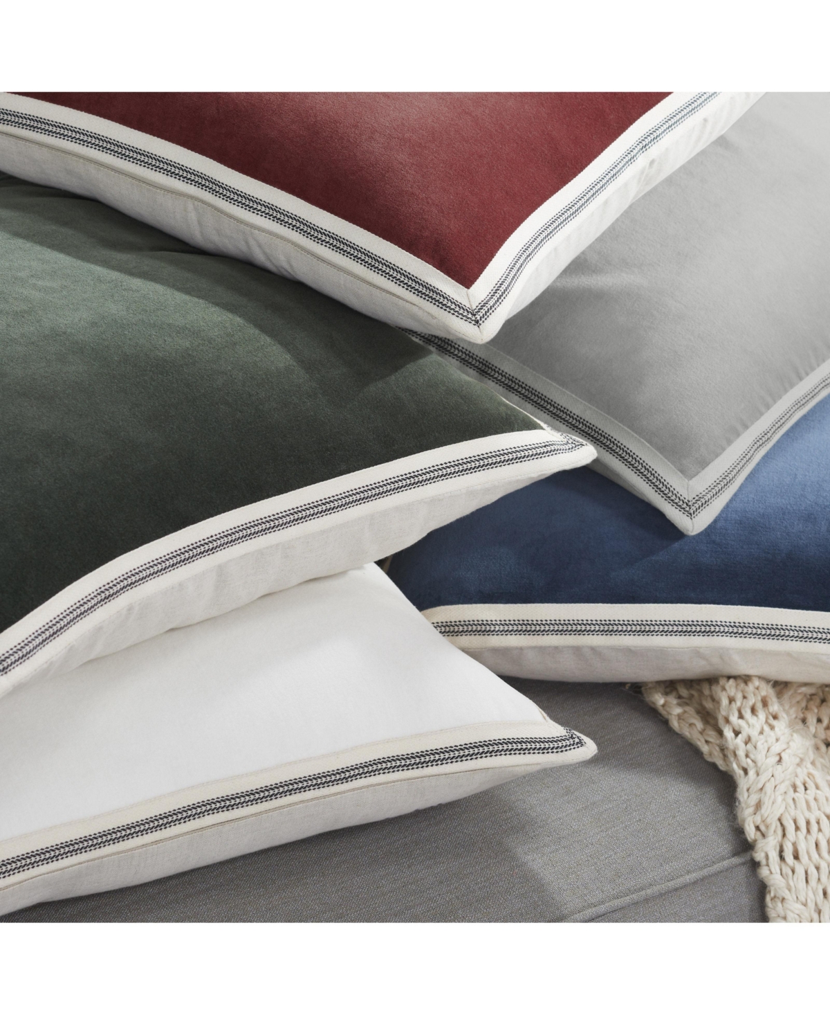 Ihi Home Meraki Cotton Velvet Border Pillow, 20