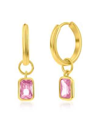 Sterling Silver, CZ Charm Hoop, GP Earrings