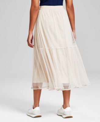 Women's Pull-On Tiered Tulle Midi Skirt, Exclusively at Macy's 