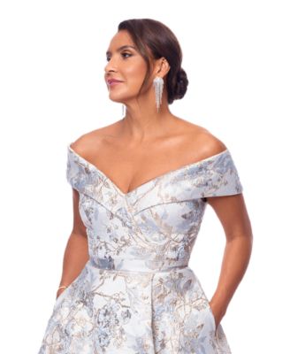 Women's Sweetheart-Neck Metallic-Jacquard Ball Gown