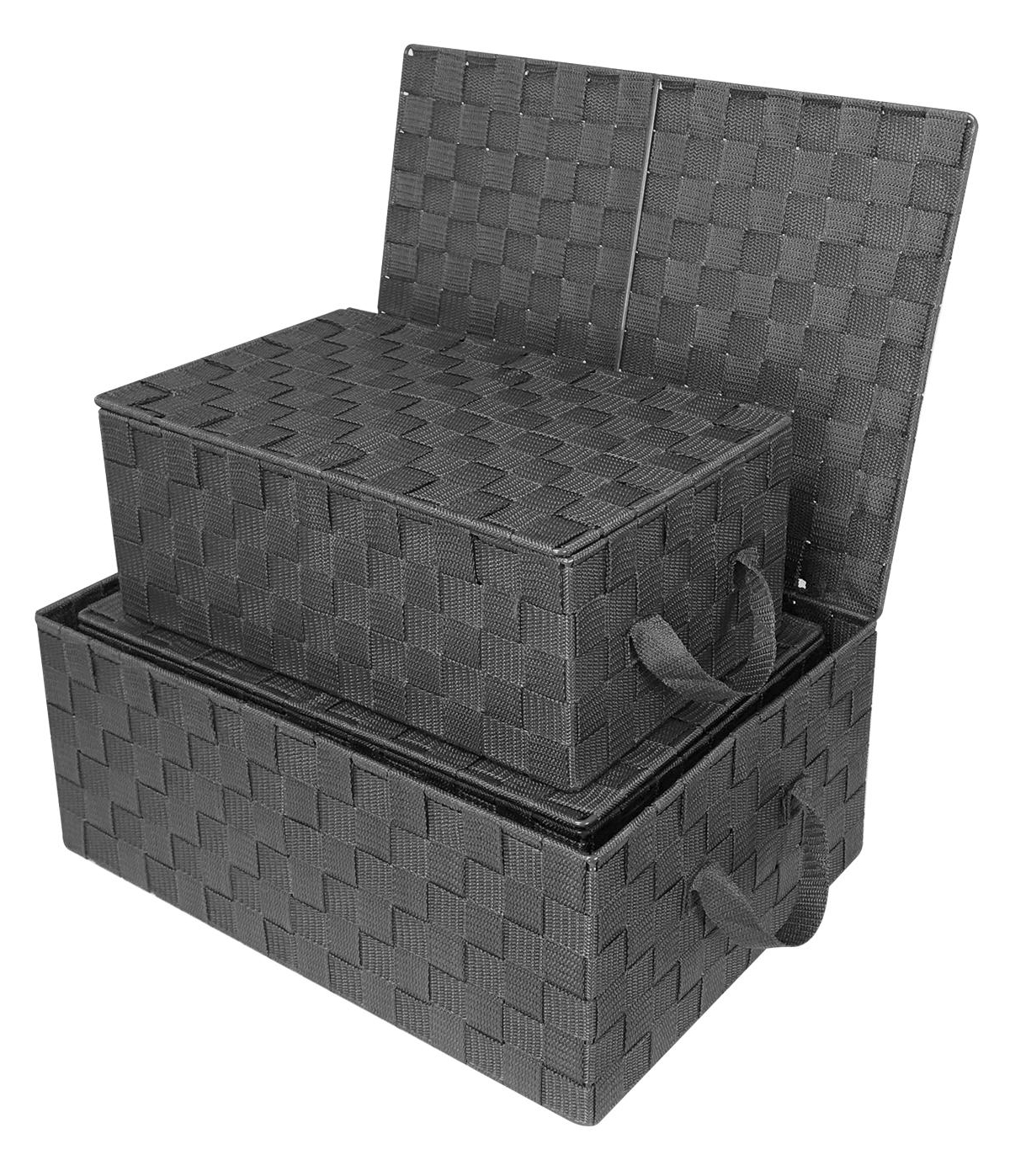 Sorbus 3 Pack Decorative Stackable Woven Basket with Lid and Built-in Rope Carry Handles - Great for Storage and Organization