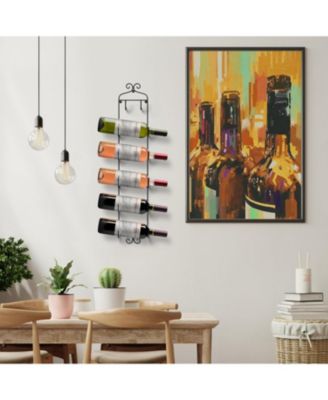 6-Bottle Wall Mounted Wine Rack - Vertical Display with Curved Cradles for Stylish Wine Storage