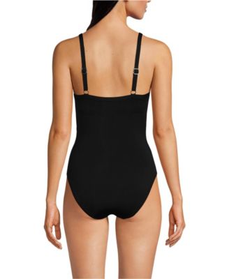 Petite Sculpting Suit Targeted Control Draped High Leg One Piece Swimsuit