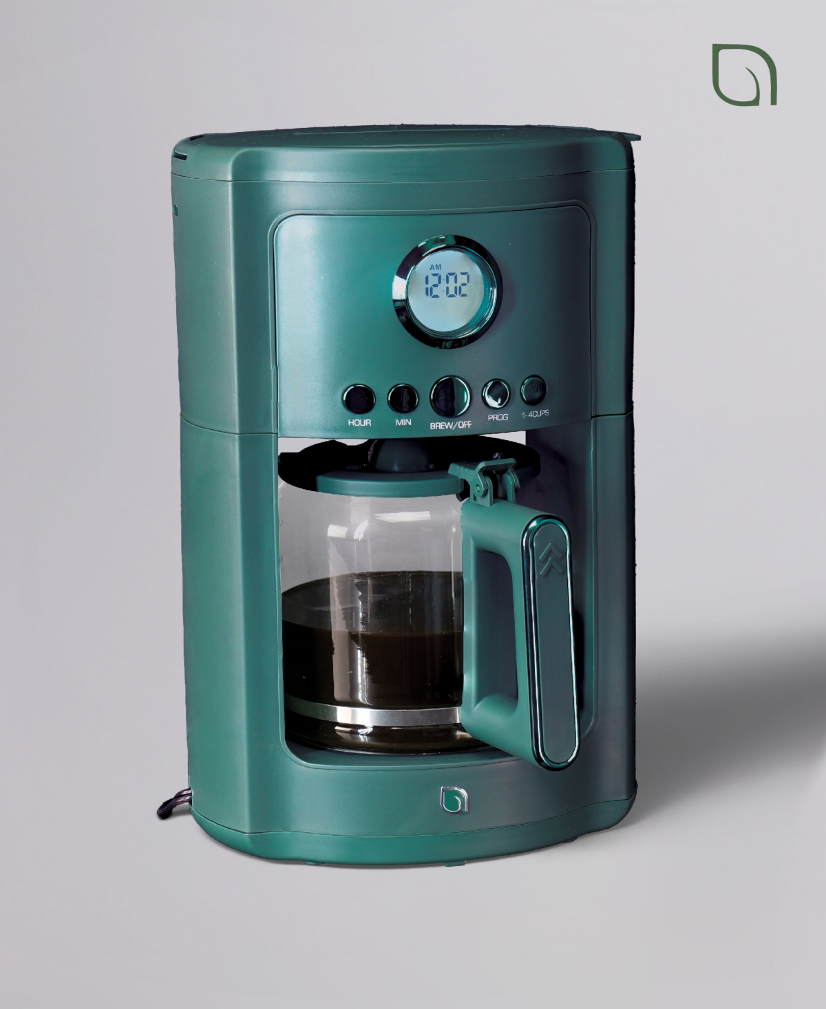 Willow Kitchen 12 Cup Coffee Maker – Programmable Brewing Options With Timer, Beautiful Design, Glass Pot In Green