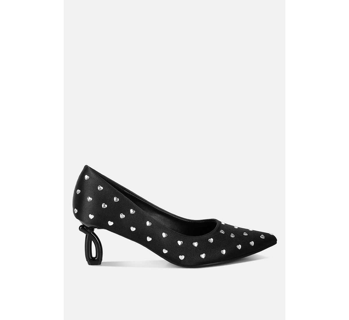 Madhara Heart-Shaped Rhinestones Pumps - Red