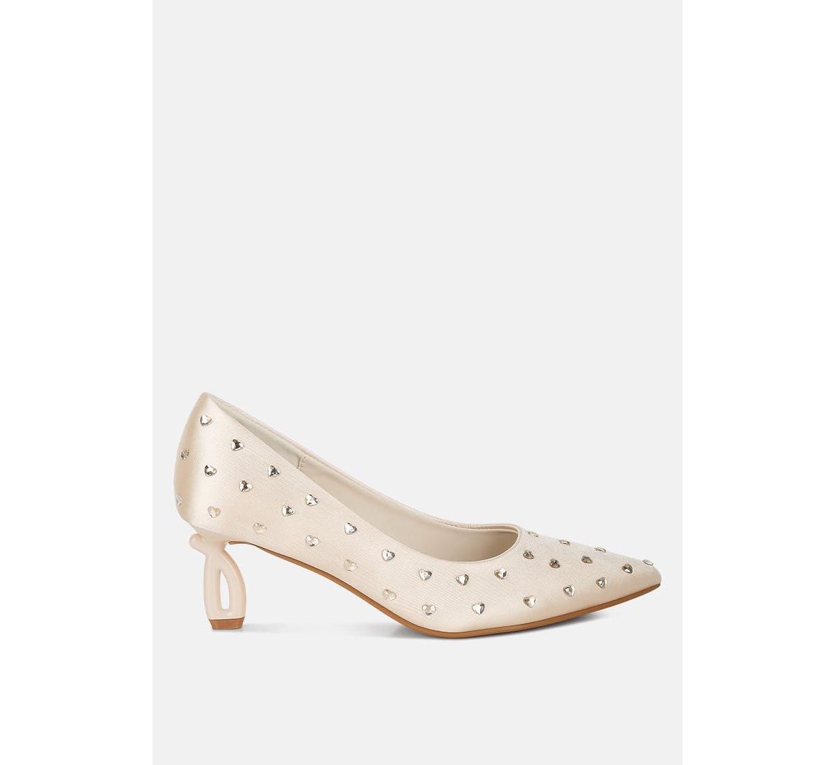 Madhara Heart-Shaped Rhinestones Pumps - Red