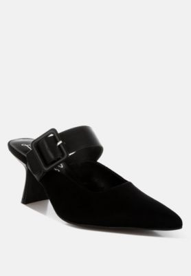 Womens Onagra Microfiber Pointy Slip-On Mules