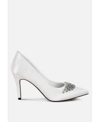 Rhodolia Diamante Brooch Detail Satin Pumps