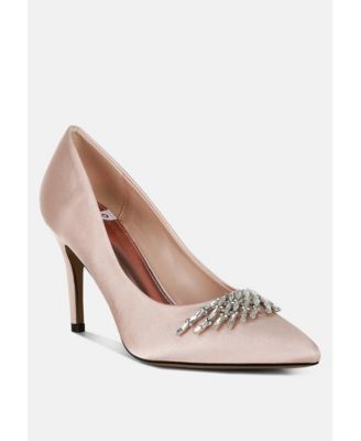 Rhodolia Diamante Brooch Detail Satin Pumps