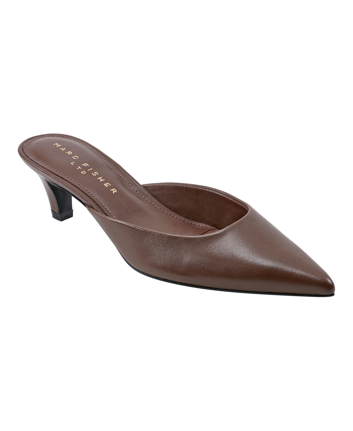 Marc Fisher Ltd Women's Rosa Pointy Toe Slip-on Dress Mules In Dark Brown Leather