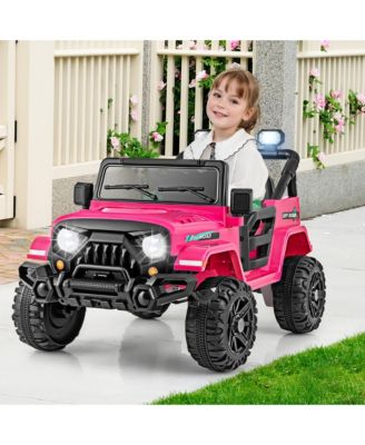 12V Kids Ride on Truck Car w/Remote Control Threaded Wheels 3 Speeds LED Lights