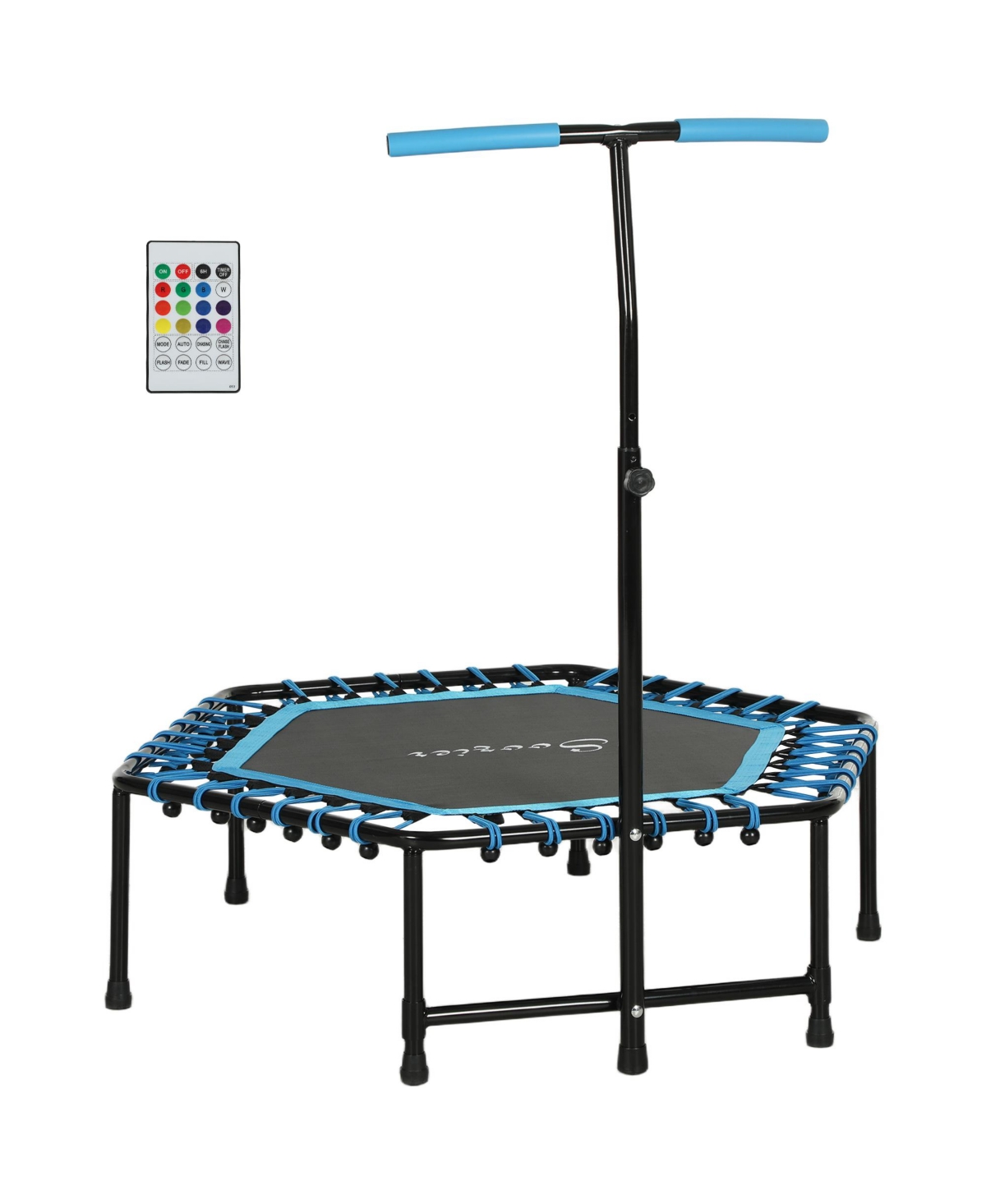 45" Rebounder Trampoline with Led Light & Adjustable Handle, - Blue