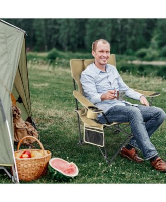 Camping Lounge Chair with Detachable Footrest Adjustable Backrest-Khaki