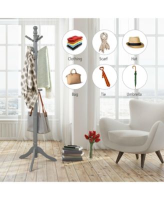Entryway Height Adjustable Coat Stand with 9 Hooks