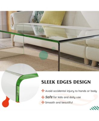 42 x 19.7 Inch Tempered Glass Table with Rounded Edges