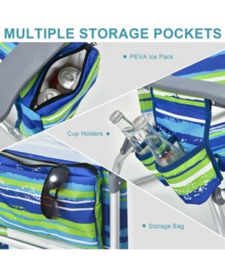 4-Pack 5-Position Outdoor Folding Backpack Beach Reclining Chair with Pillow