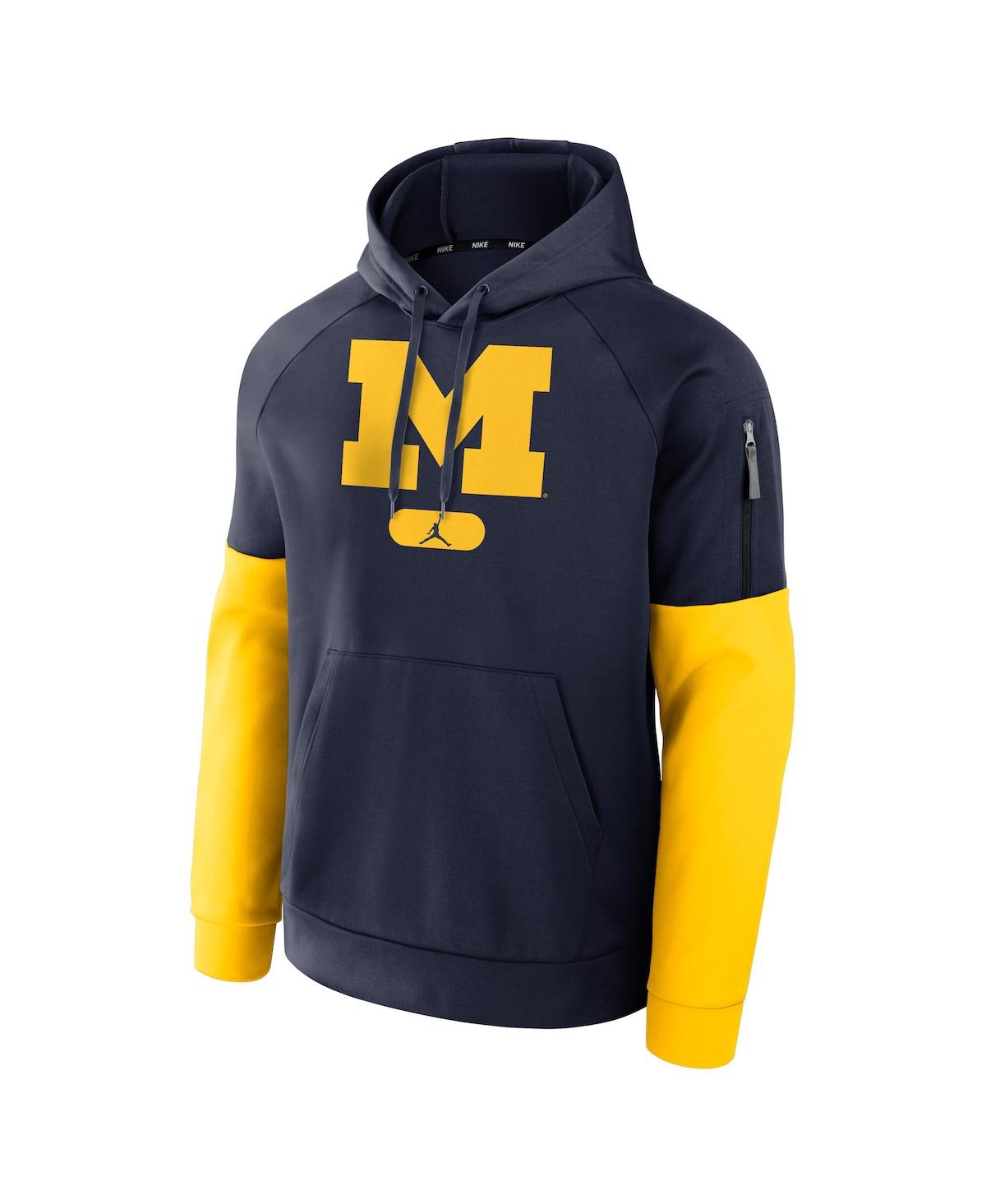 JORDAN MEN'S NAVY MICHIGAN WOLVERINES FITNESS PERFORMANCE PULLOVER HOODIE 
