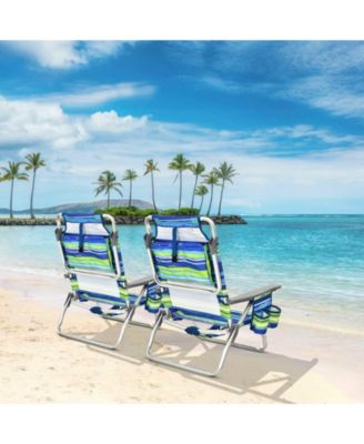 4-Pack 5-Position Outdoor Folding Backpack Beach Reclining Chair with Pillow