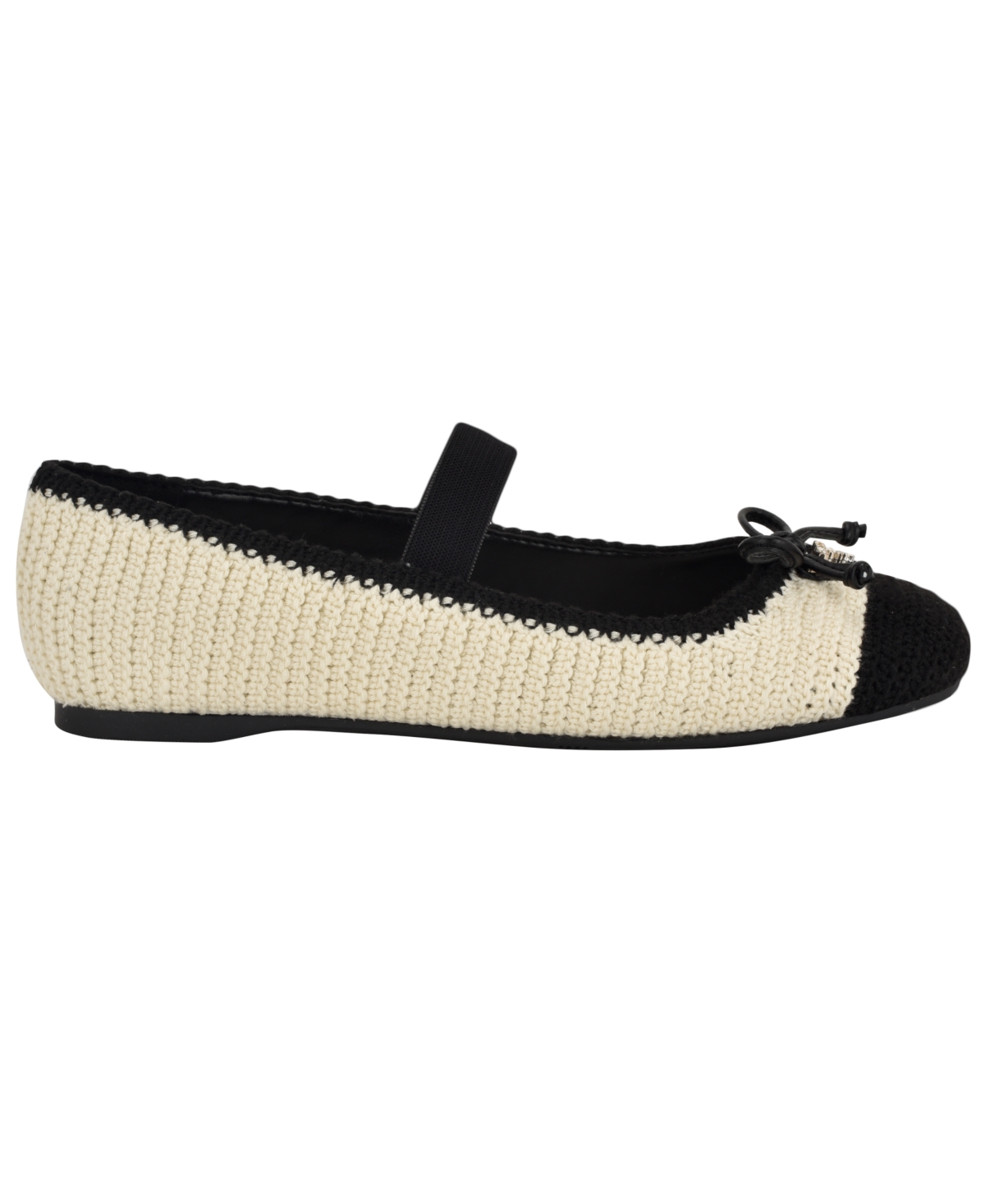 Guess Women's Maysa Crochet Knit Mary Jane Flats In White,black Knit