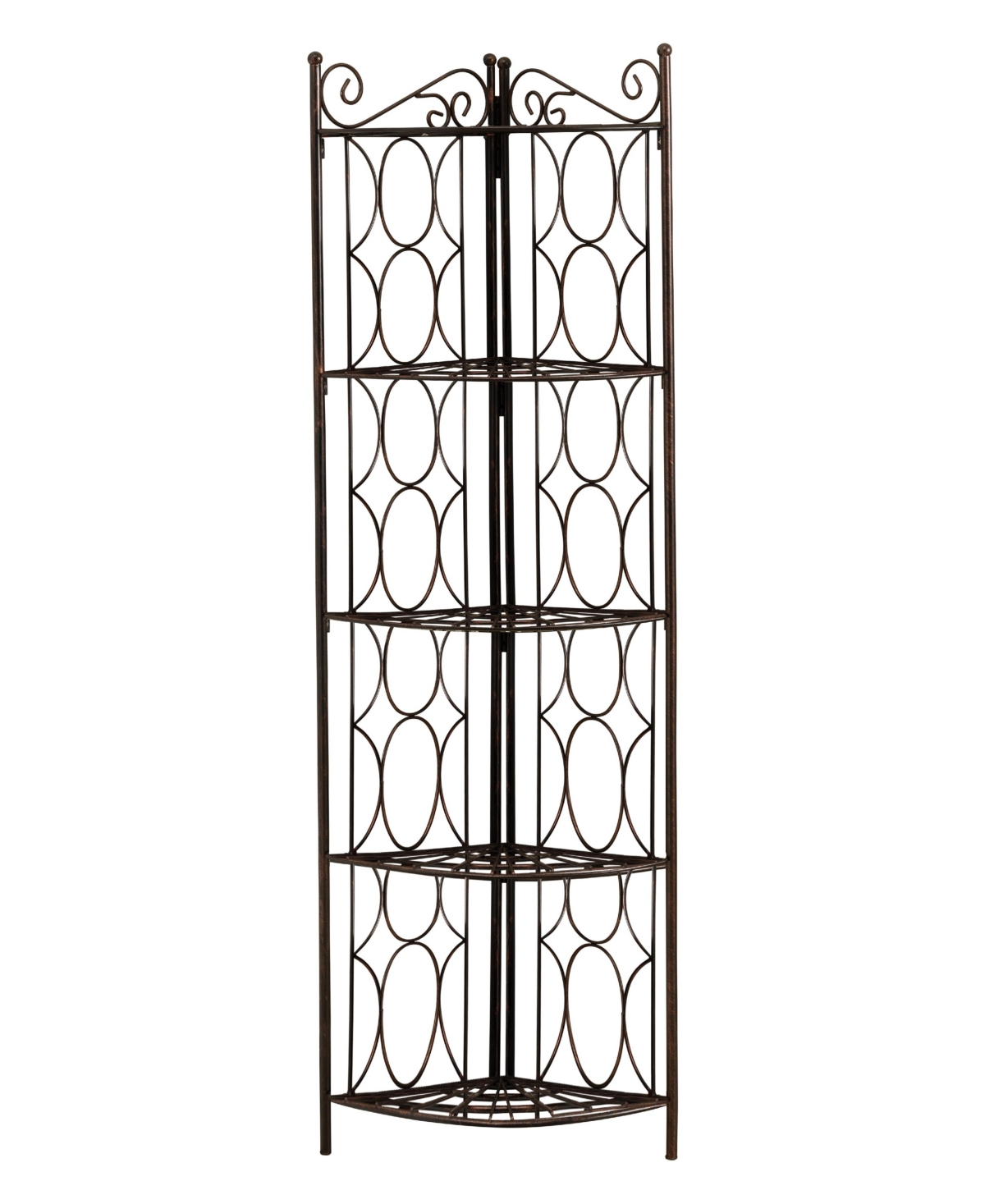 Kings Brand Furniture Brushed Copper Metal 5 Tier Shelf Corner Rack Unit