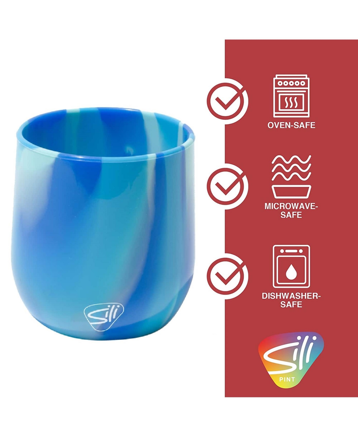 Silipint Stemless Wine Glasses 12oz: 6 pk - (3) Hippie Hops & (3) Arctic Sky - 3 hippie hops  3 arctic sky