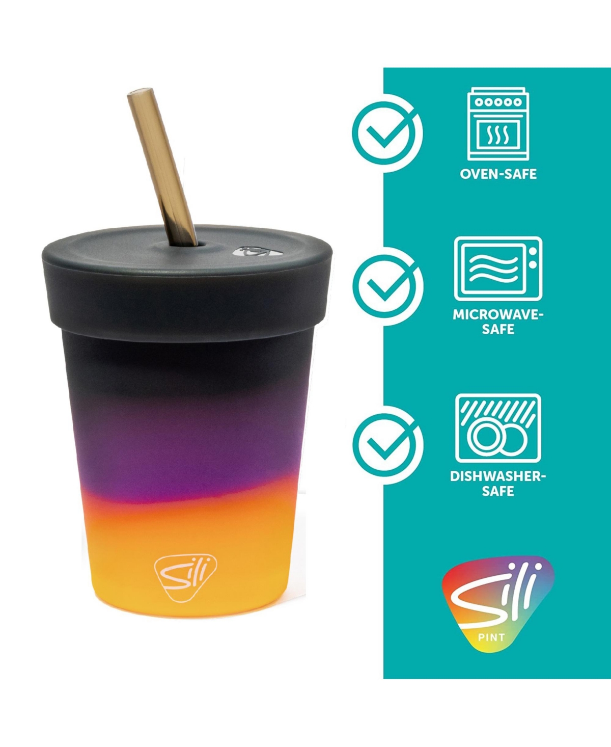 Silipint Kids Straw Tumblers 8oz: 2 pk -- Sun storm