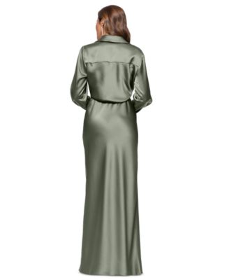 Women's Satin Shirtdress Gown