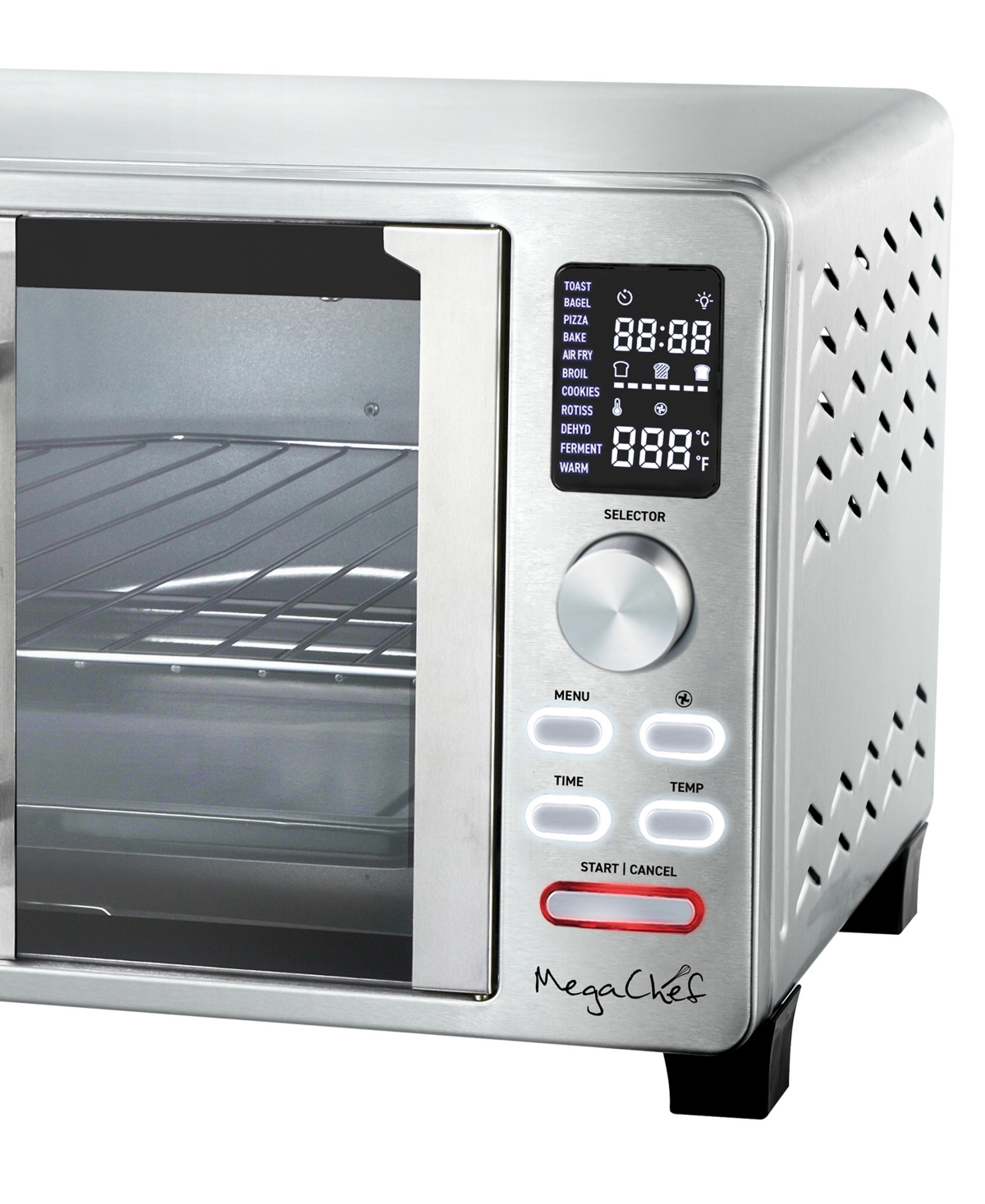 Megachef 25 Liter Electric French Door Countertop Oven With Rotisserie Set In Silver
