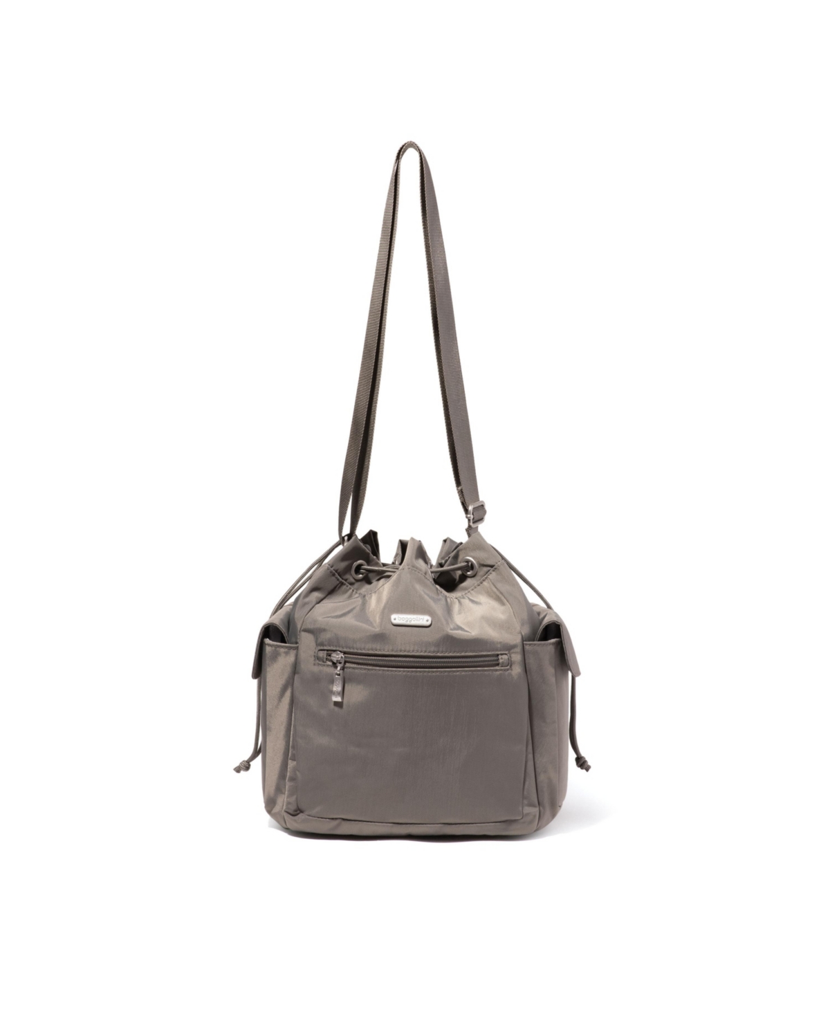 Baggallini Drawstring Crossbody Bag In Pewter