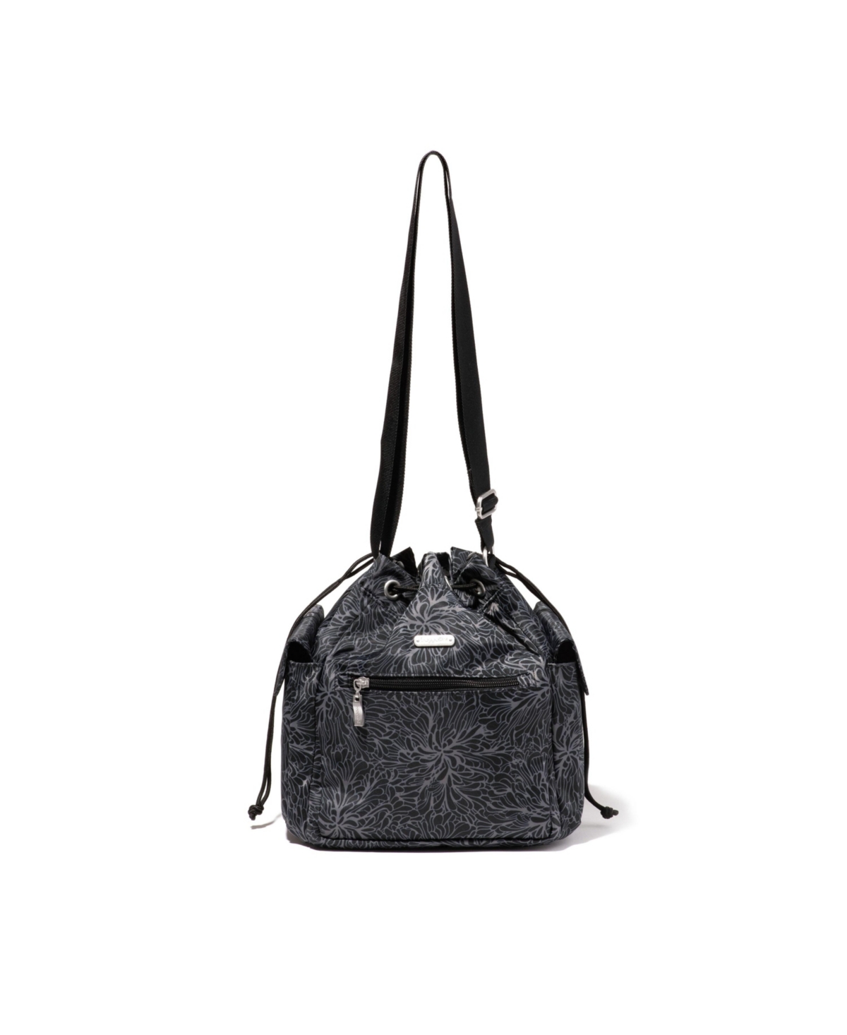 Baggallini Drawstring Crossbody Bag In Midnight Blossom Print