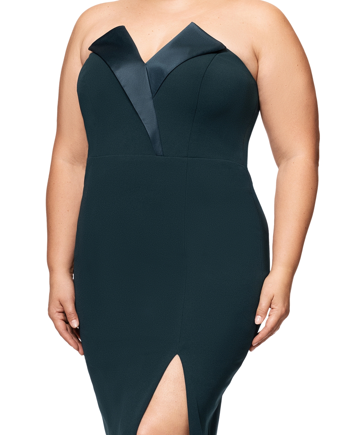 Betsy & Adam Plus Size Strapless Gown In Pine