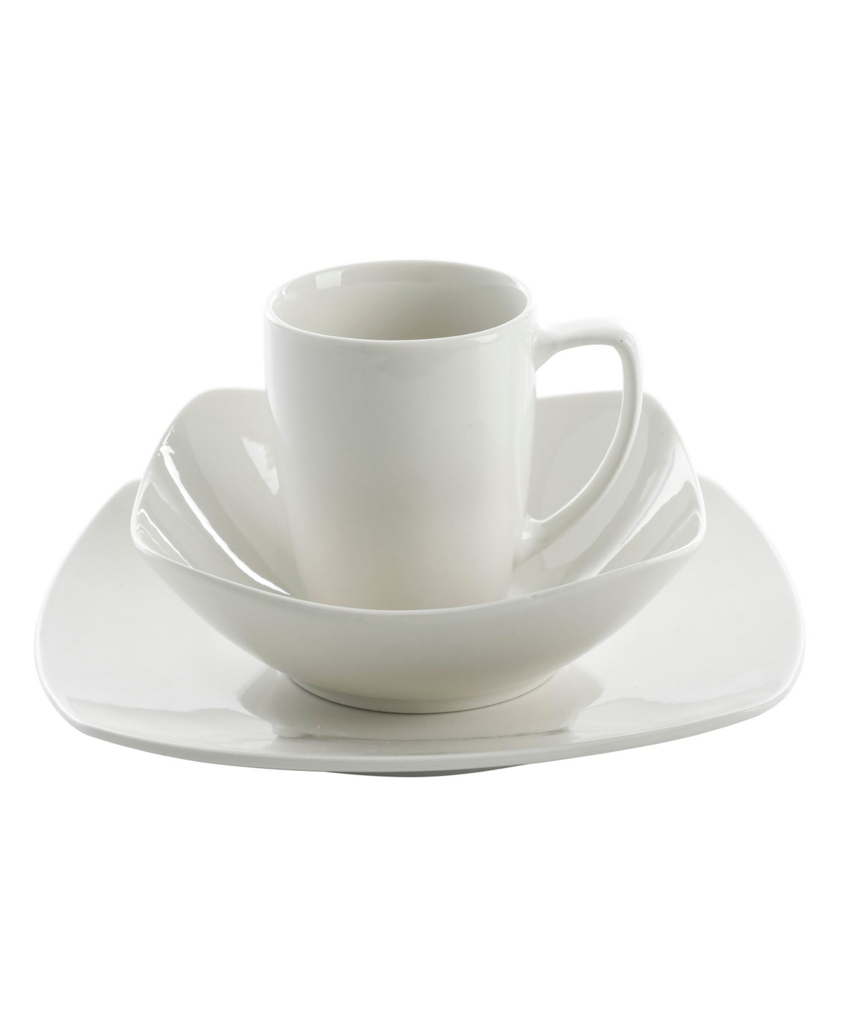 Gibson Home Zen Buffet Piece Plates and Bowls Porcelain Solid Color Dishes Ceramic Dinnerware Set - White