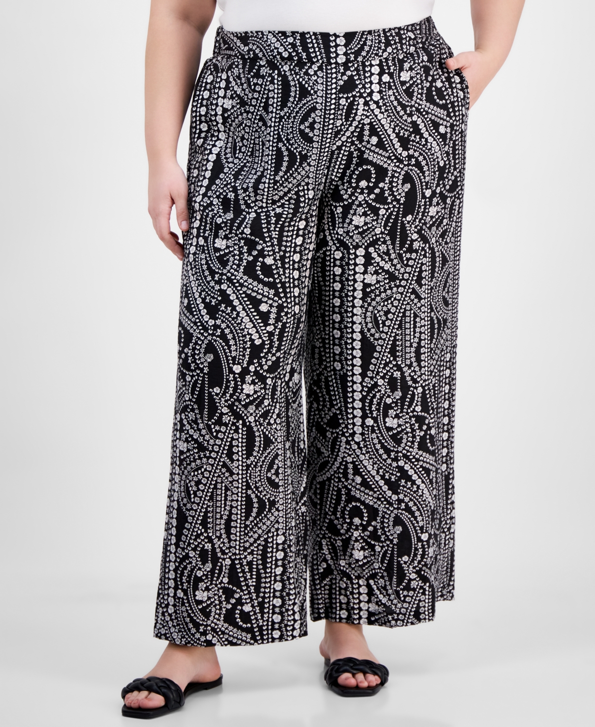 I.n.c. International Concepts Plus Size Floral-Print Wide-Leg Pants, Exclusively at Macy's