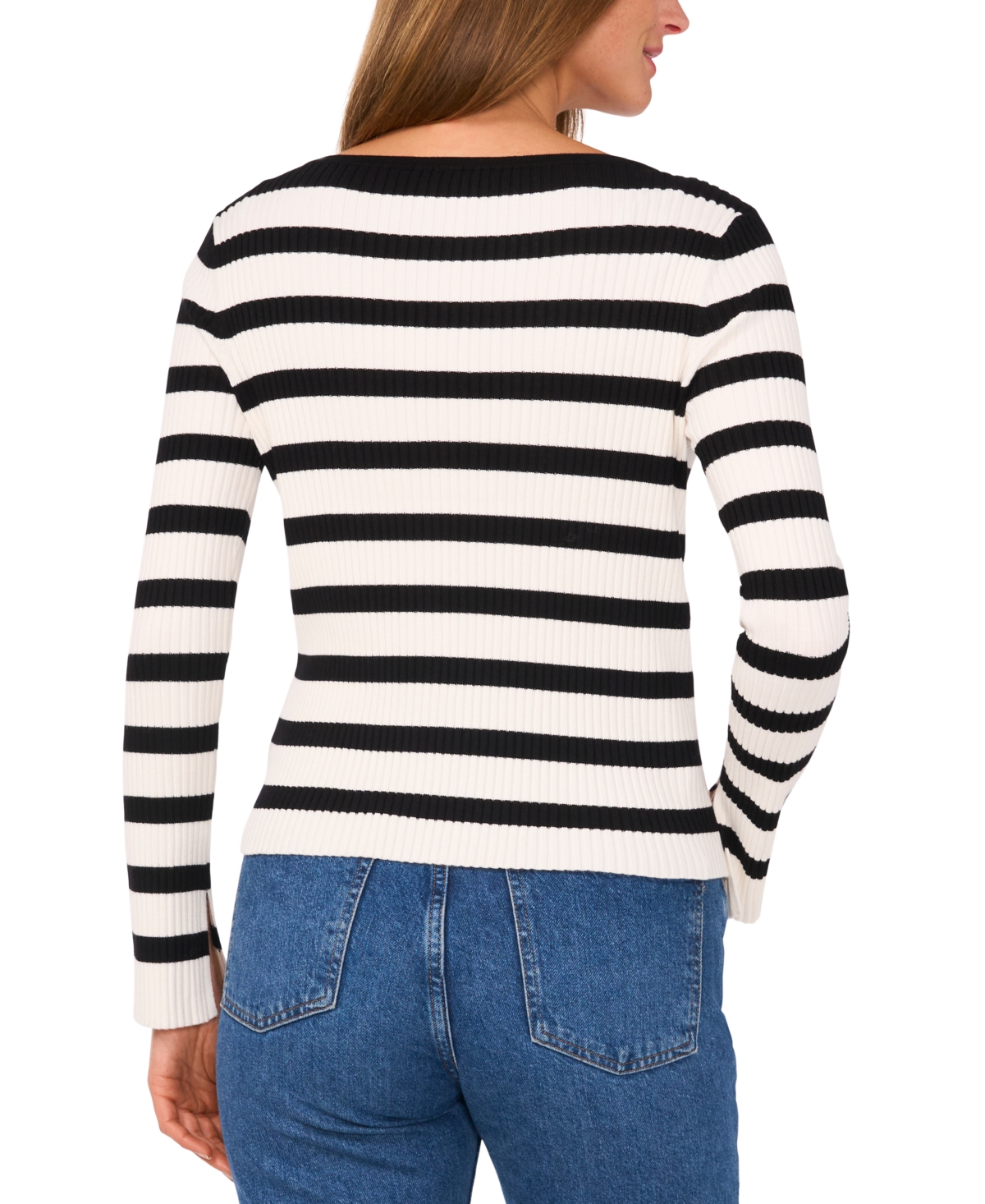 Vince Camuto Stripe Boatneck Sweater In New Ivory
