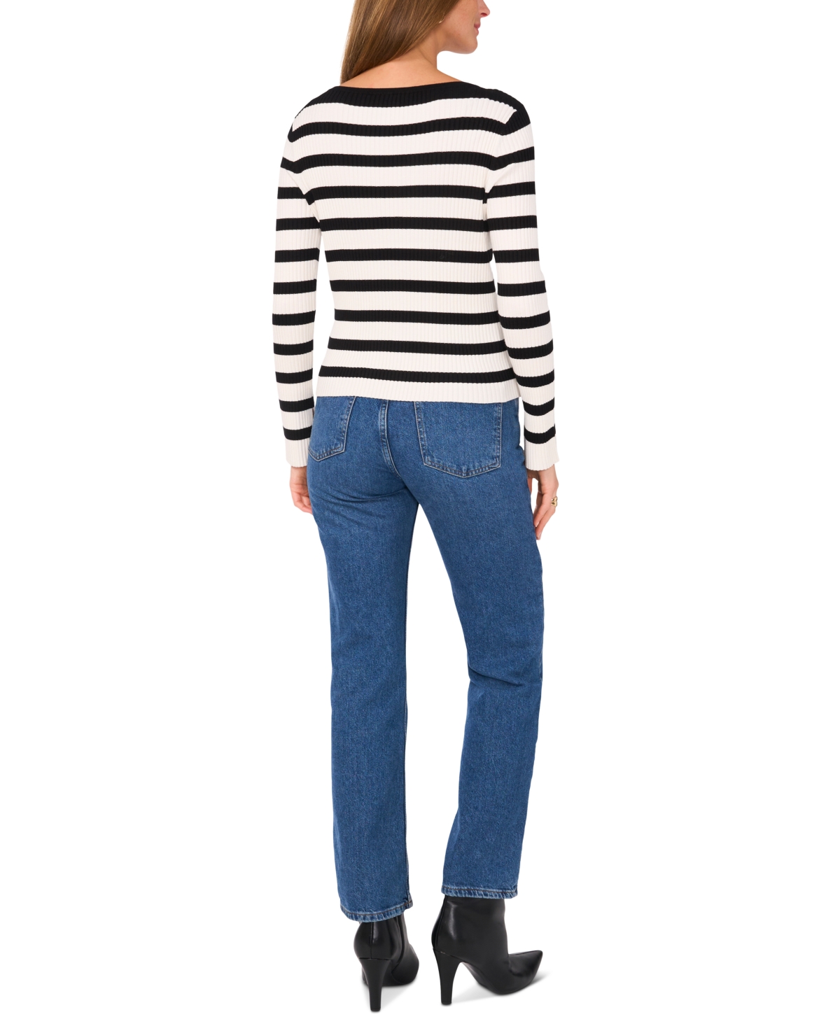Vince Camuto Stripe Boatneck Sweater In New Ivory