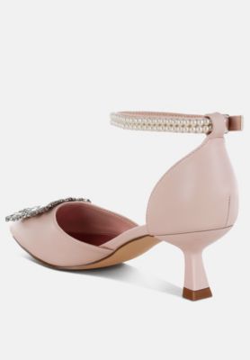 Womens Onkana Diamante Brooch Kitten Heel Sandals