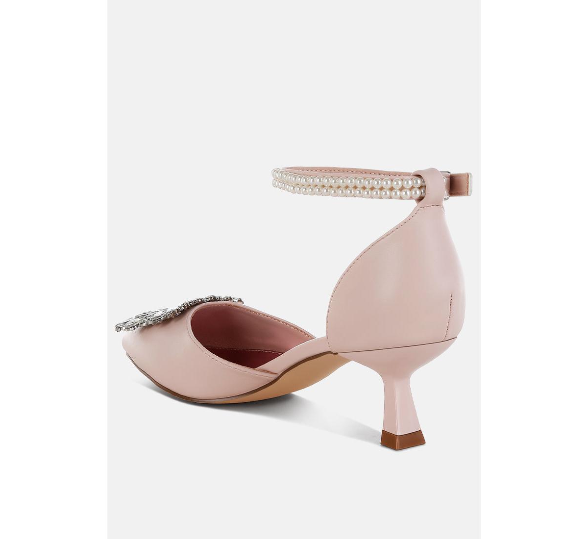 London Rag Onkana Diamante Brooch Kitten Heel Sandals