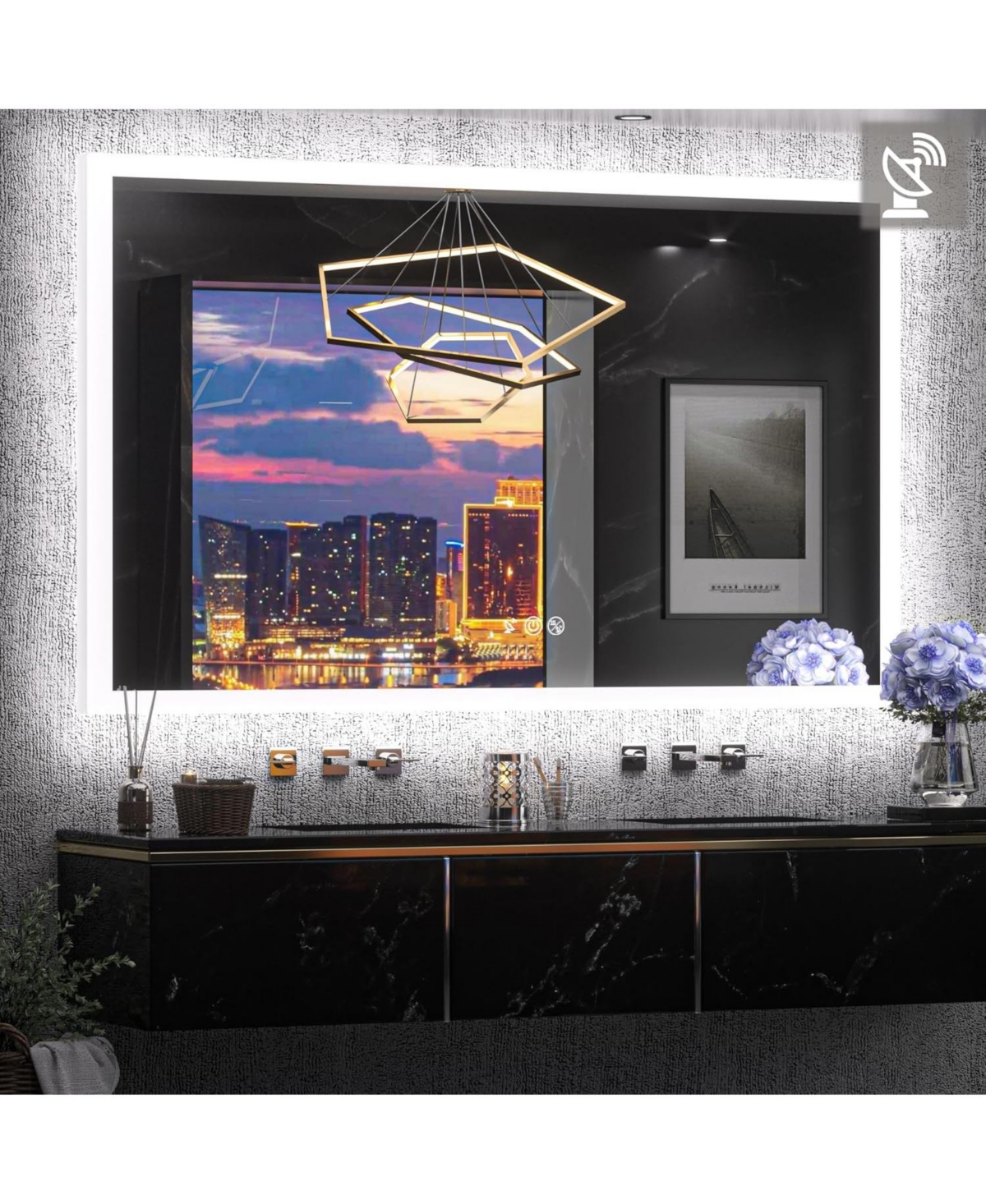Frontlit & Backlit Led Bathroom Vanity Mirror Wall Mirror with Anti Fog 3 Color Dimmable