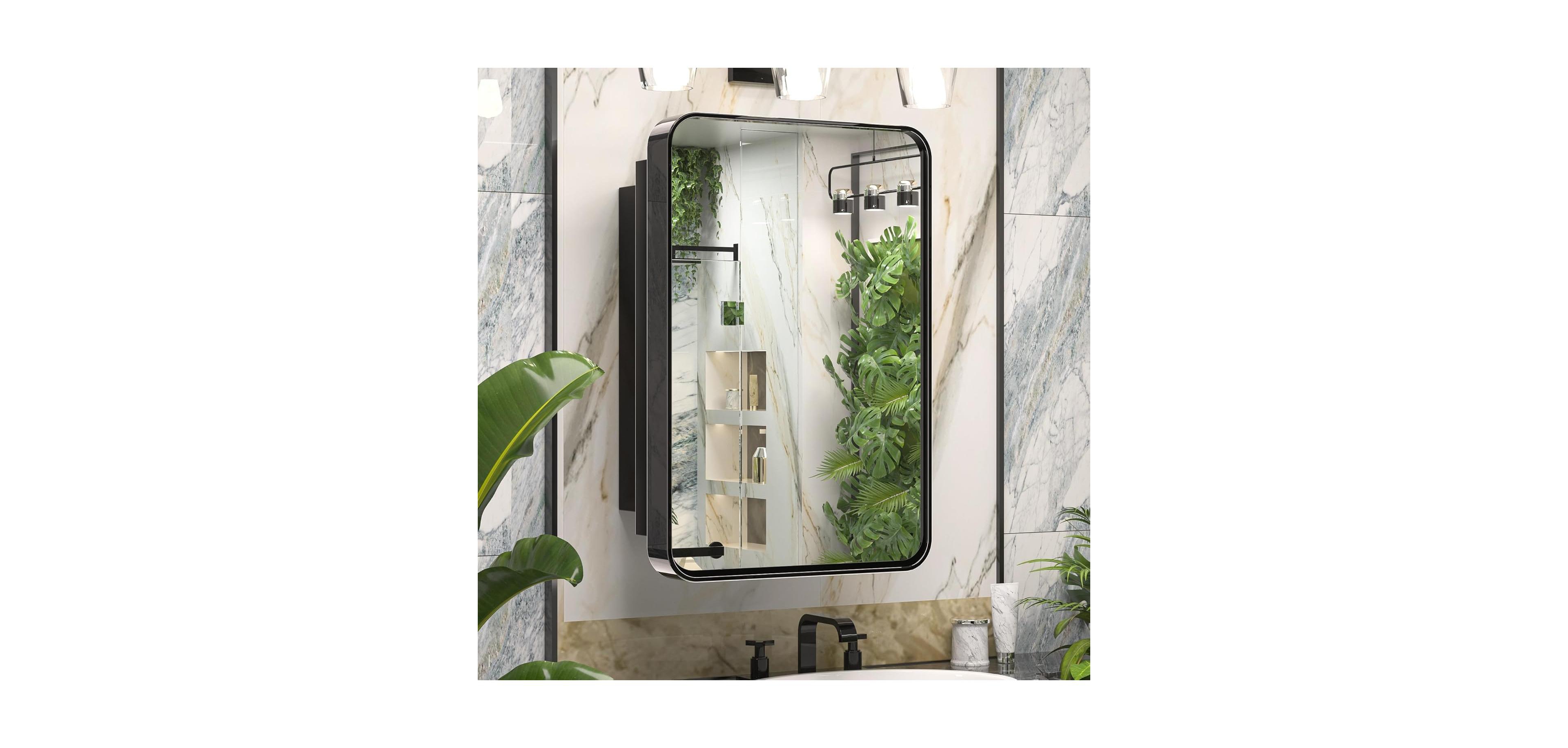 keonjinn Rectangle Recessed Medicine Cabinet with Shelves