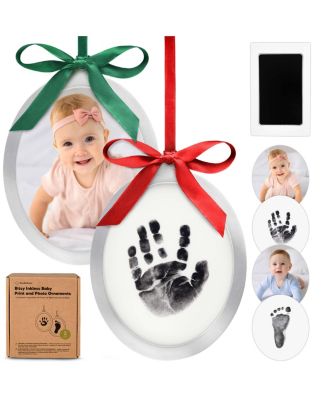 Bitsy Inkless Baby Hand and Footprint Kit, Two-sides Baby Christmas Photo Ornaments, Personalized Baby Keepsake Gifts