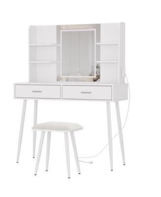Makeup Vanity Desk, Vanity Mirror with Lights Desk and Chair