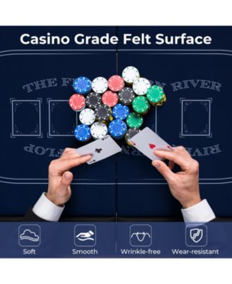 72 Inch Foldable Poker Table for 8 Players Portable Oval Card Board Game Table