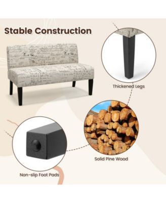 Living Room Wooden Leg Armless Loveseat Sofa